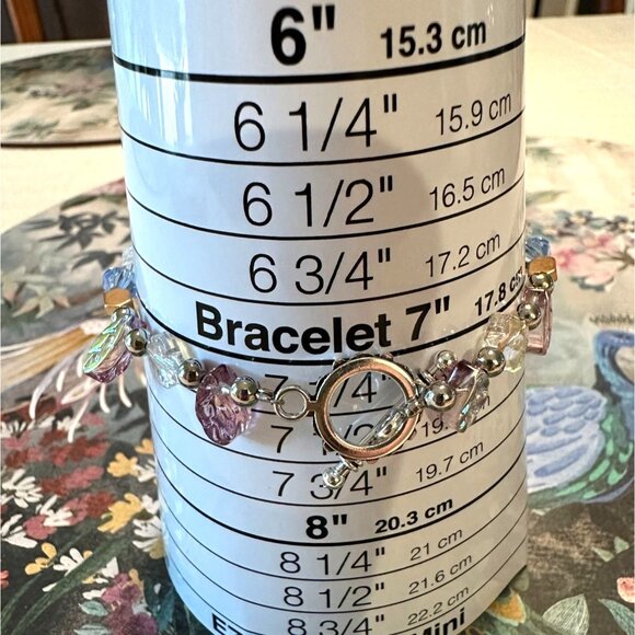 Handmade Crystal Flower Bracelet & Earrings Set With Toggle Clasp Floral Acce - Picture 6 of 9